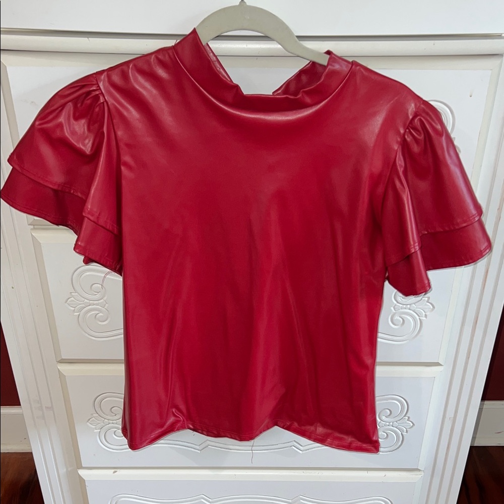 VAMP Chic Scarlet Women's Blouse with Ruffled Sleeves